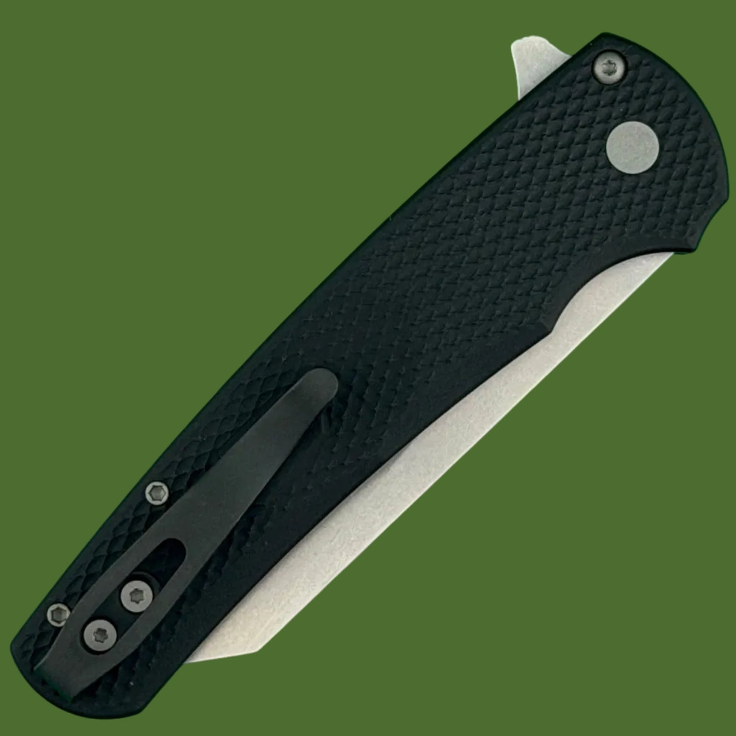 Protech Malibu Button Lock Flipper Textured Black Handle Reverse Tanto 5405