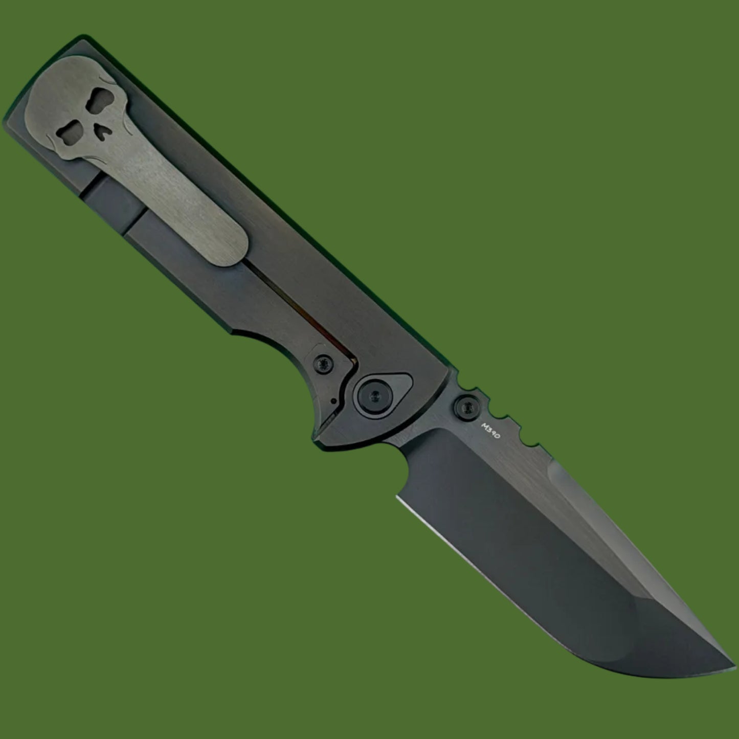 Chaves NTAK 229 Integral Titanium Drop Point (Stonewash/Satin DLC Black DLC Handle and Blade)