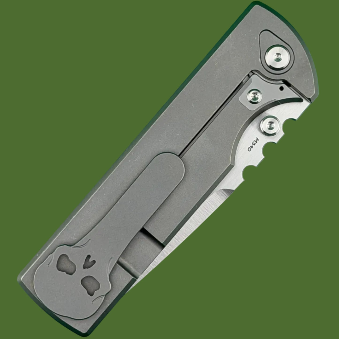 Chaves NTAK 229 Integral Titanium Drop Point (Stonewash Handle, Satin Blade)