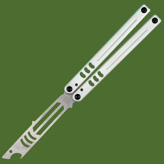 Squid Industries Mako V5 Bottle Opener Trainer Balisong Silver