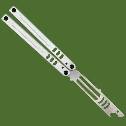 Squid Industries Mako V5 Bottle Opener Trainer Balisong Silver