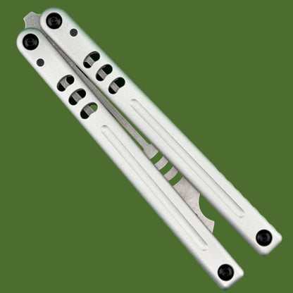Squid Industries Mako V5 Bottle Opener Trainer Balisong Silver