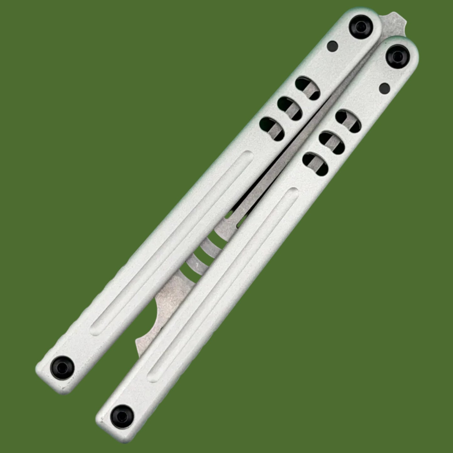 Squid Industries Mako V5 Bottle Opener Trainer Balisong Silver