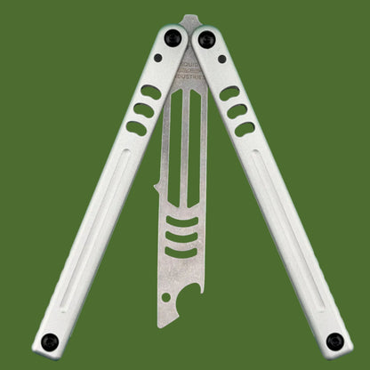 Squid Industries Mako V5 Bottle Opener Trainer Balisong Silver