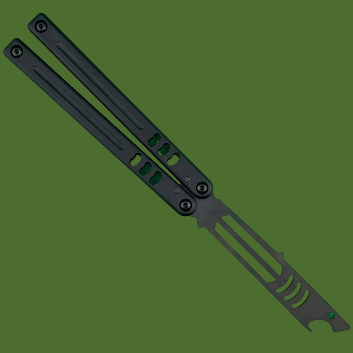 Squid Industries Mako V5 Bottle Opener Trainer Balisong Inked Black