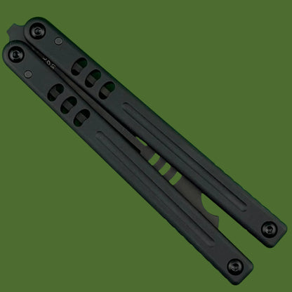 Squid Industries Mako V5 Bottle Opener Trainer Balisong Inked Black