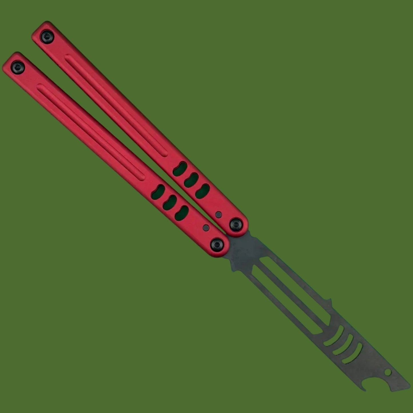 Squid Industries Mako V5 Bottle Opener Trainer Balisong Inked Red
