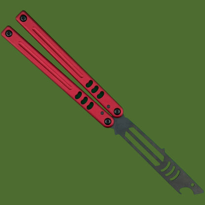 Squid Industries Mako V5 Bottle Opener Trainer Balisong Inked Red