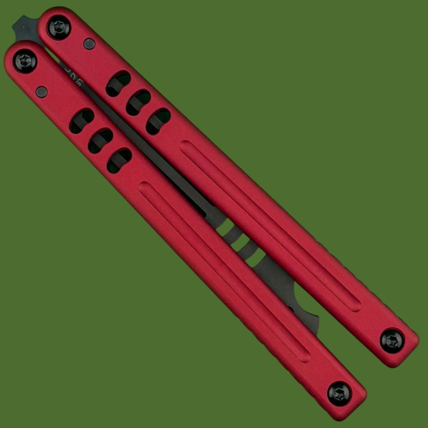 Squid Industries Mako V5 Bottle Opener Trainer Balisong Inked Red