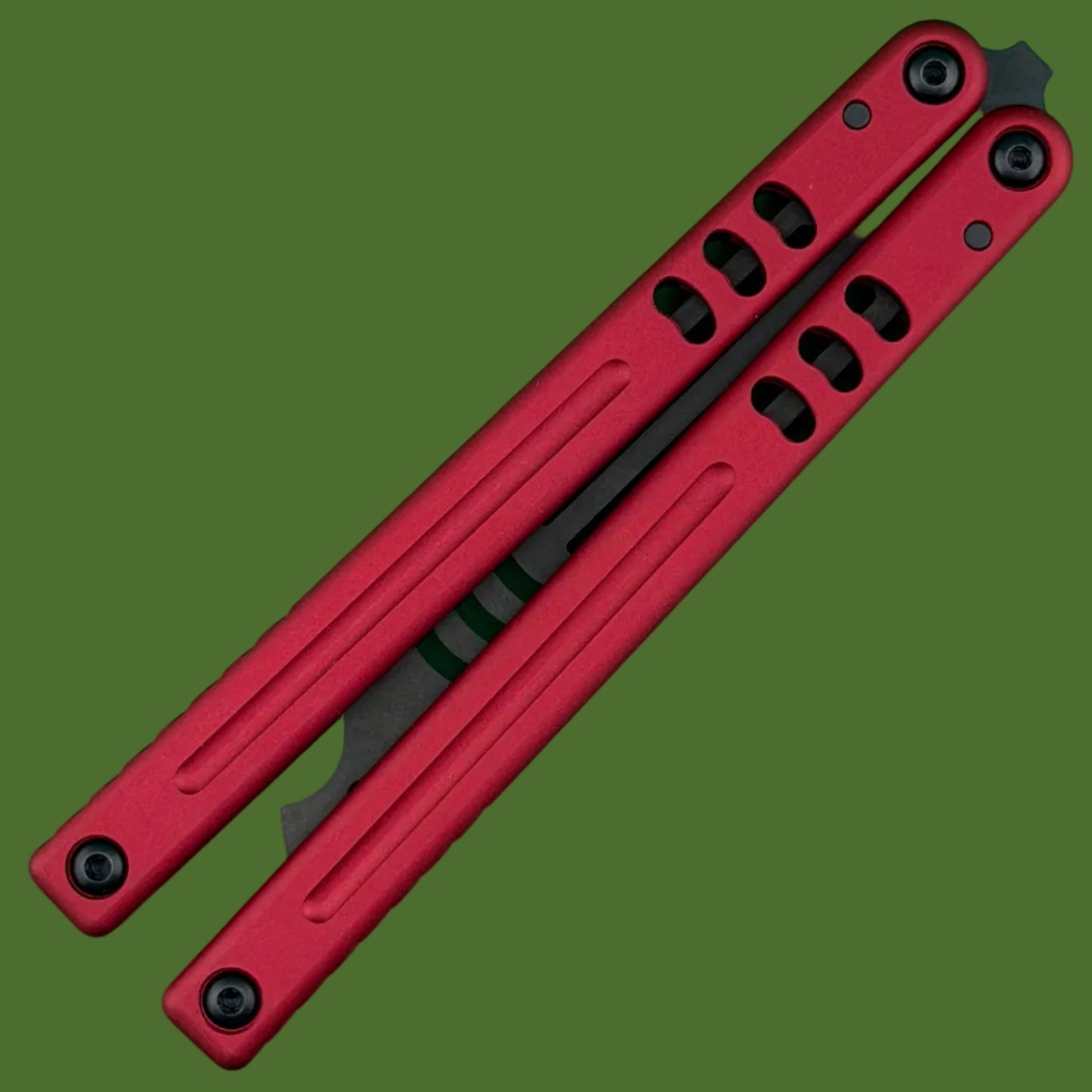 Squid Industries Mako V5 Bottle Opener Trainer Balisong Inked Red