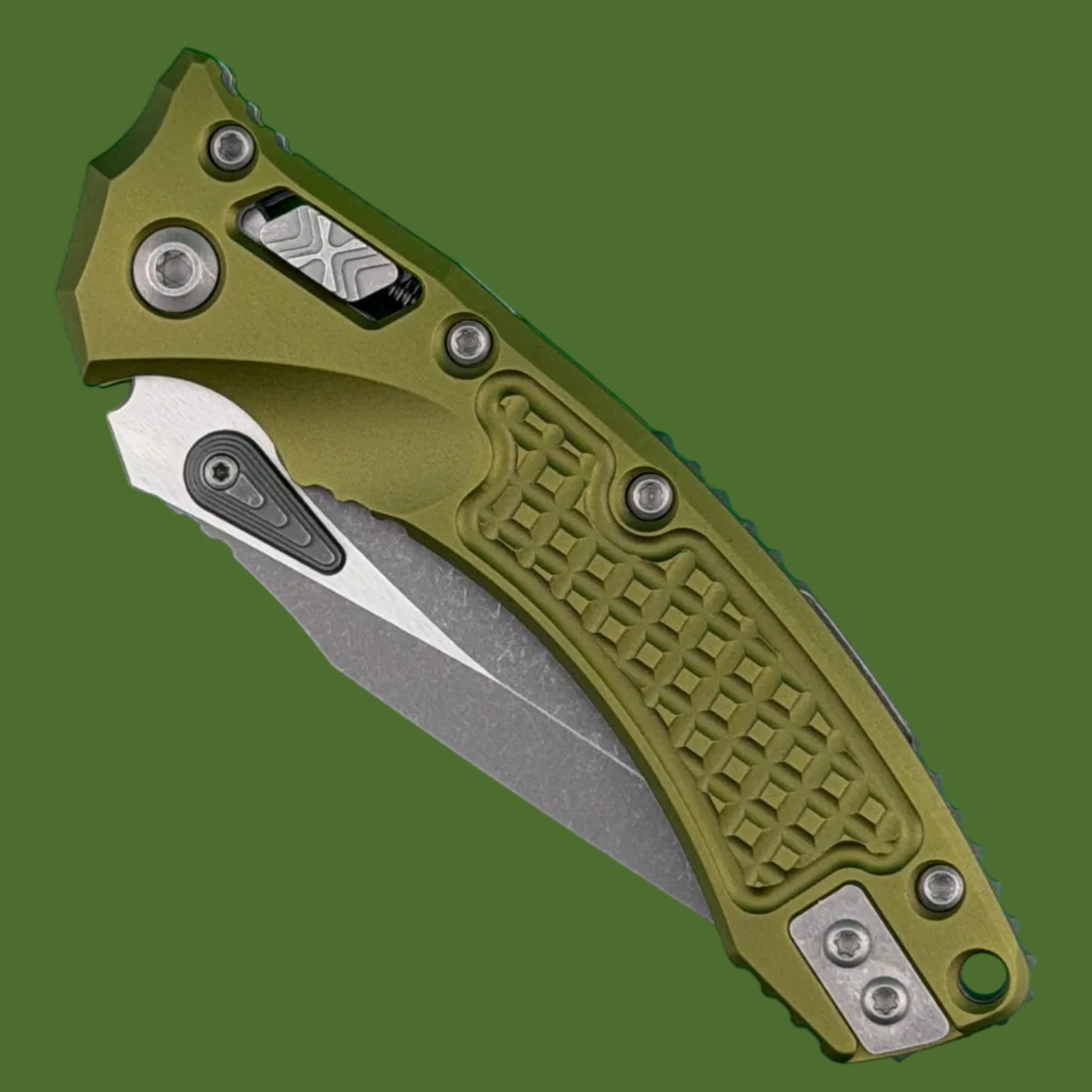 Microtech Amphibian Mini Ram-Lok Frag OD Green Apocalyptic 137MRL-10APFROD