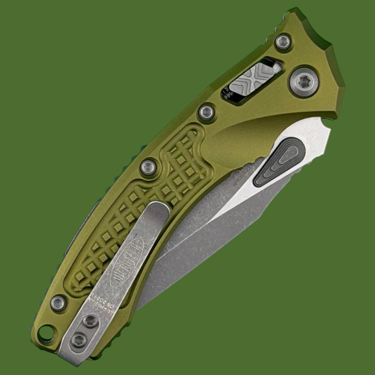 Microtech Amphibian Mini Ram-Lok Frag OD Green Apocalyptic 137MRL-10APFROD