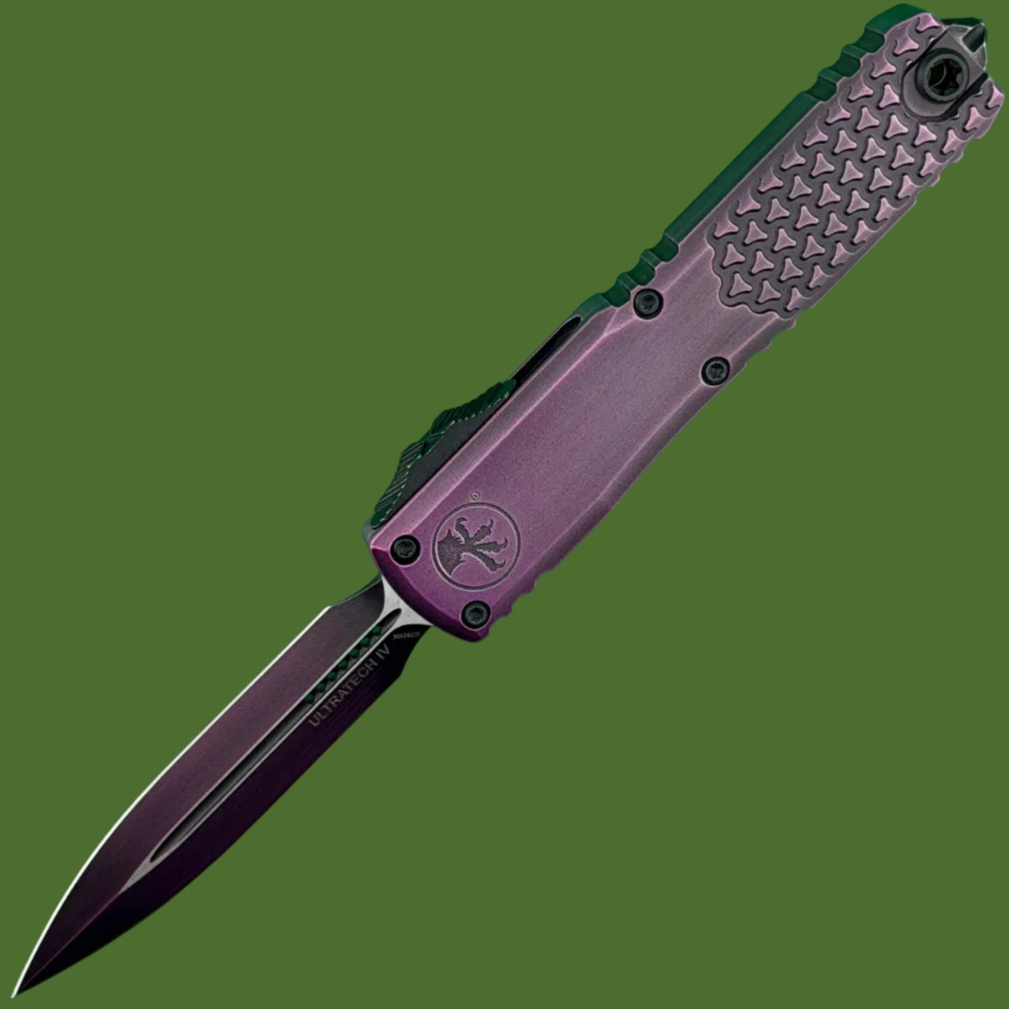 Microtech Ultratech D/E Gen IV Half Tri-Grip Purple Abrasion Standard 11224HT-1PUAA