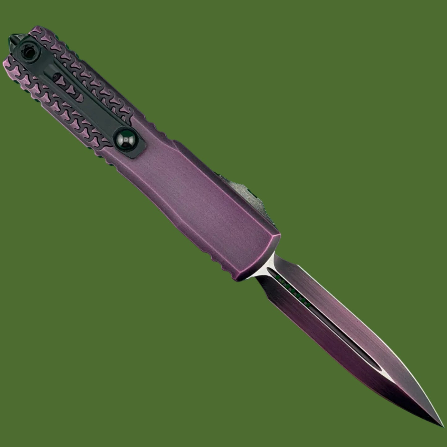 Microtech Ultratech D/E Gen IV Half Tri-Grip Purple Abrasion Standard 11224HT-1PUAA