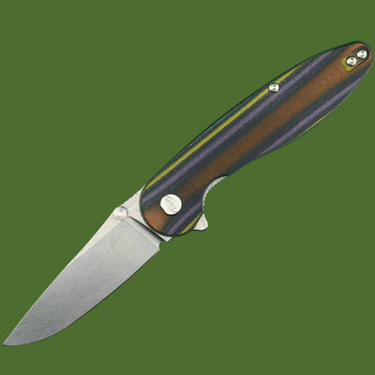 American Blade Works Model 1 Flipper+Thumb Stud (Purple/Yellow/Orange G-10)