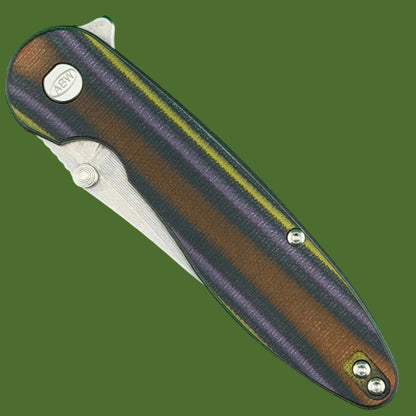 American Blade Works Model 1 Flipper+Thumb Stud (Purple/Yellow/Orange G-10)
