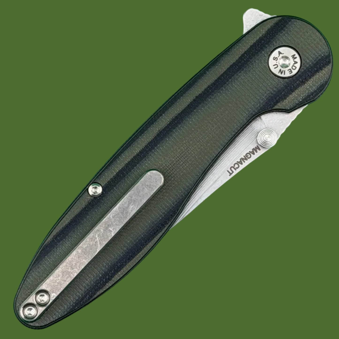 American Blade Works Model 1 Flipper+Thumb Stud (OD Green/Black G-10)