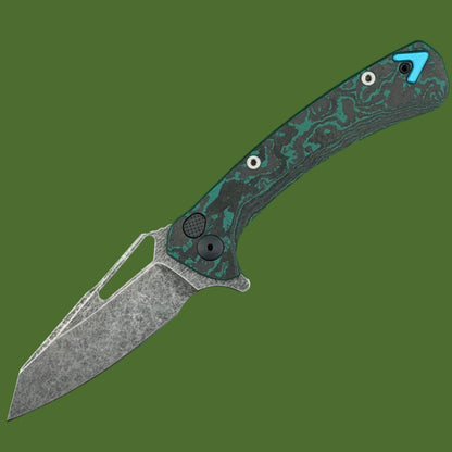 Dead Reckon Ridgeback Brittany Blue Exclusive Button Lock Blue Accents (Dark Stonewash Reverse Tanto Magnacut)
