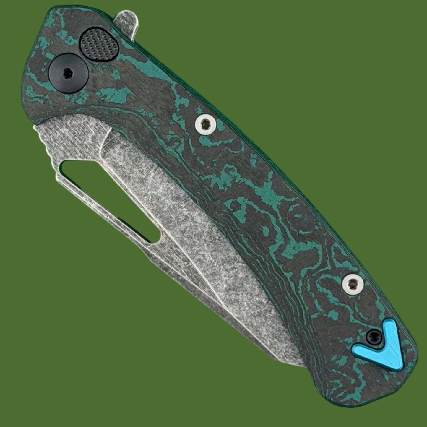 Dead Reckon Ridgeback Brittany Blue Exclusive Button Lock Blue Accents (Dark Stonewash Reverse Tanto Magnacut)