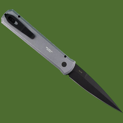 Protech Godfather Auto Battleworn Grey Aluminum Handle, DLC Blade BSA26.Godfather.1