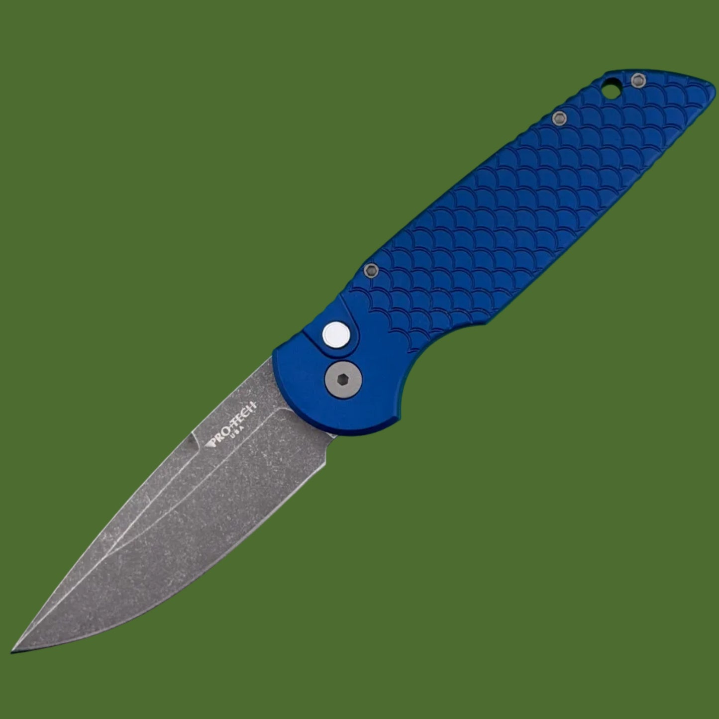Protech TR-3 Blue Fish Scale Auto Acid Wash Blade BSA26.TR3.1