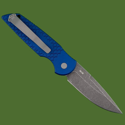 Protech TR-3 Blue Fish Scale Auto Acid Wash Blade BSA26.TR3.1
