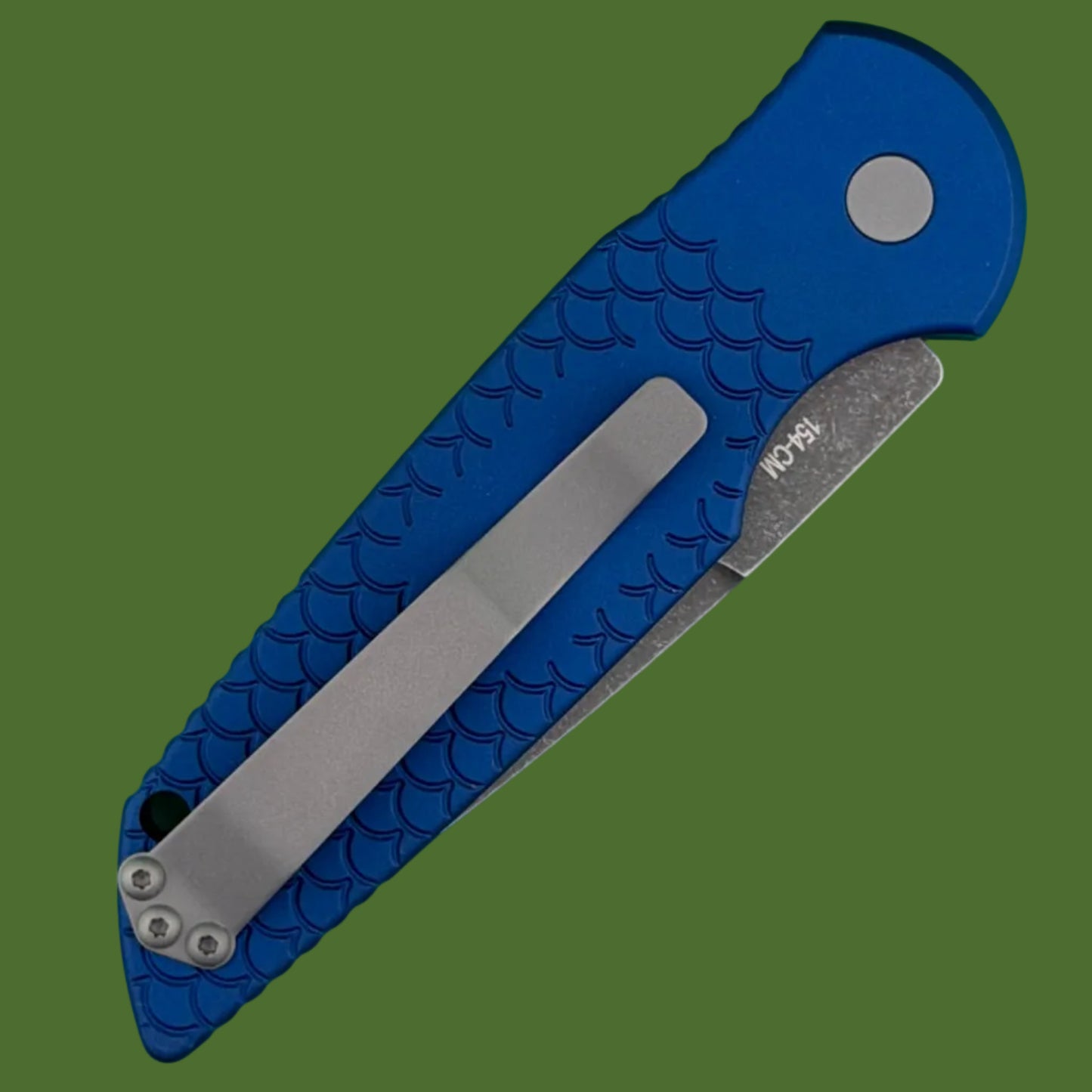 Protech TR-3 Blue Fish Scale Auto Acid Wash Blade BSA26.TR3.1