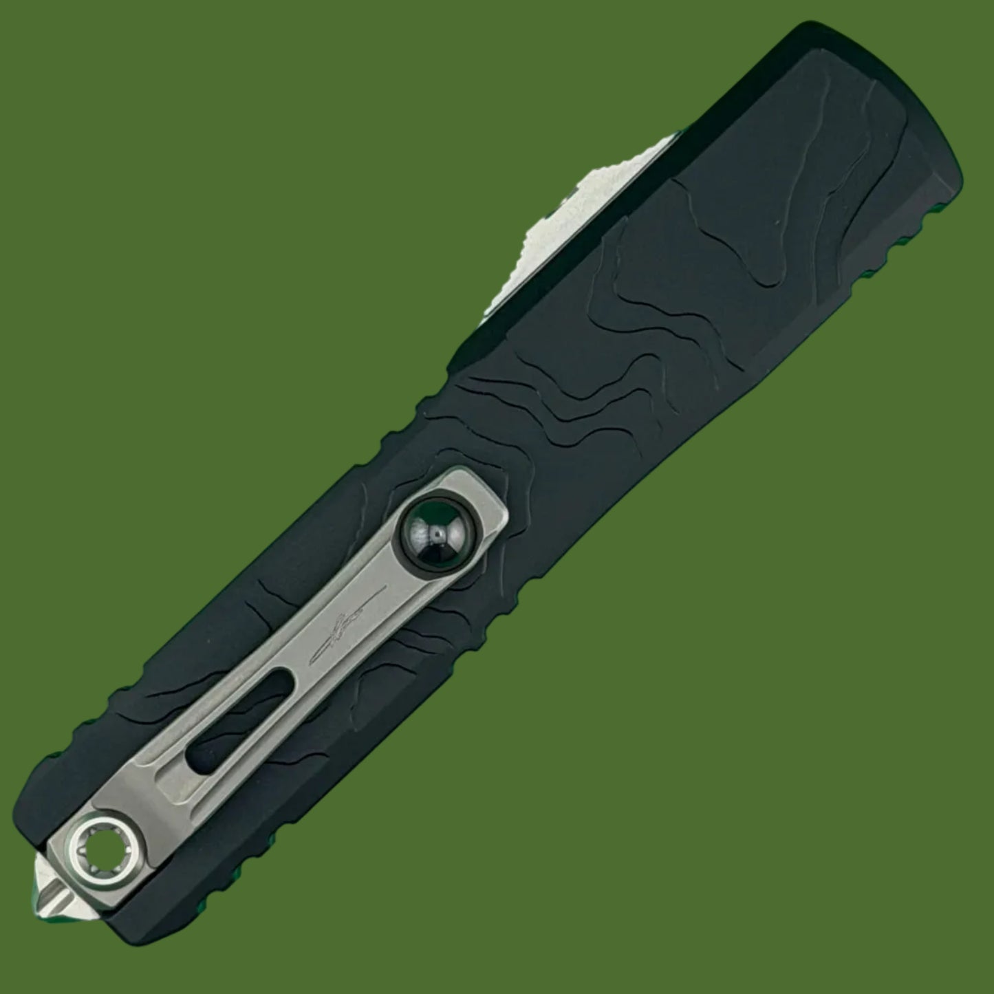 Microtech Ultratech Gen IV Interceptor Signature Series Topographic Deep Engraved Stonewash Standard 11174TP-10S