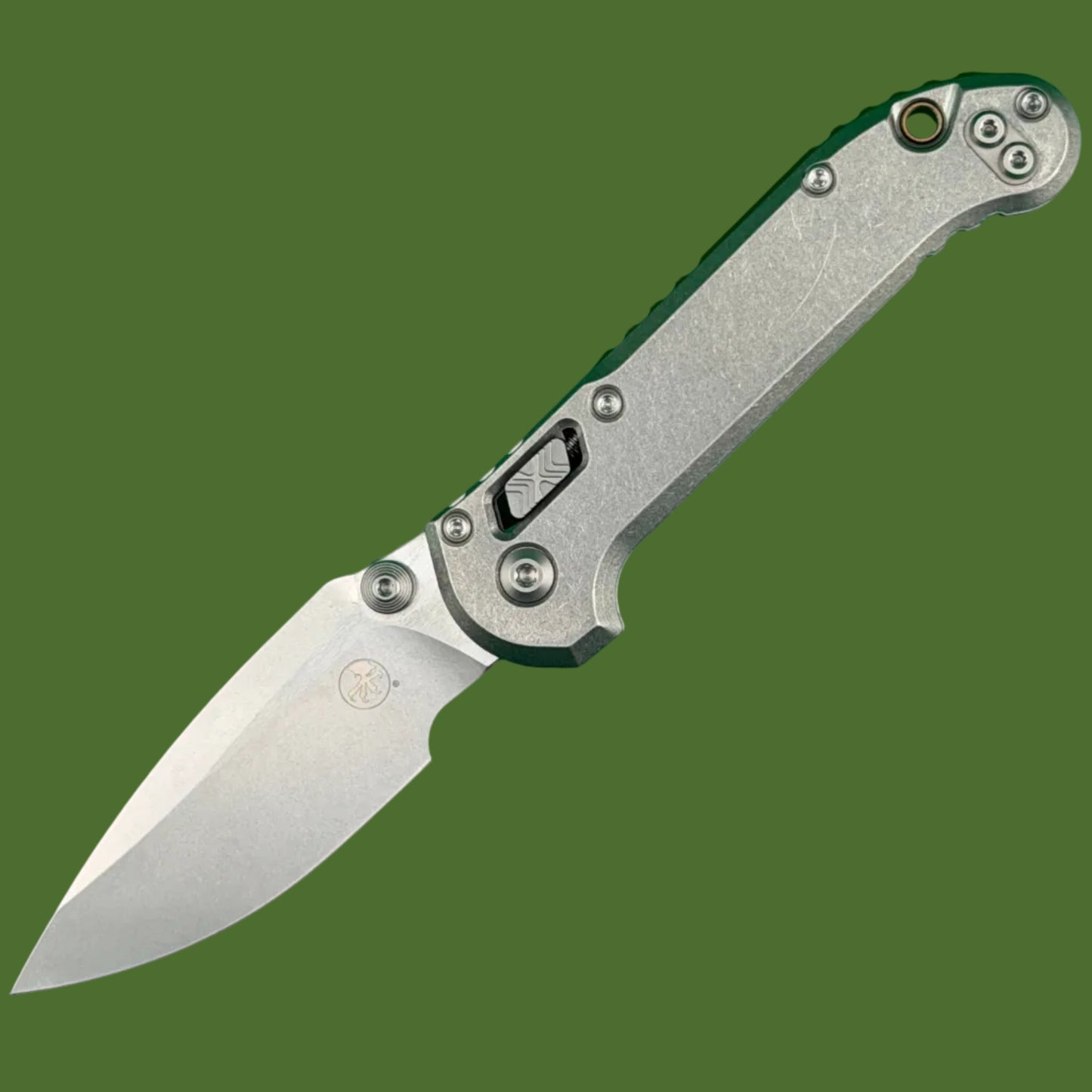 Microtech LUDT Ram-Lok Clip Point Marfione Select Stonewash Slab Titanium w/ Bronze Titanium Accents