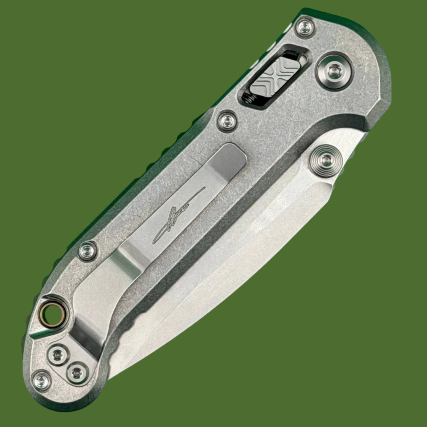 Microtech LUDT Ram-Lok Clip Point Marfione Select Stonewash Slab Titanium w/ Bronze Titanium Accents