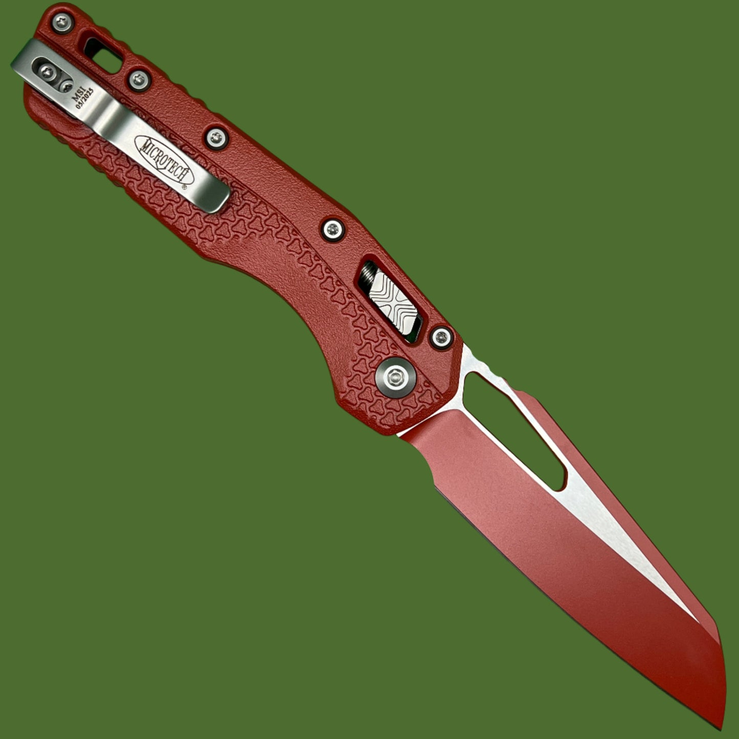 Microtech MSI S/E Tri-Grip Polymer Crimson Cerakote Standard 210T-1PMCCM