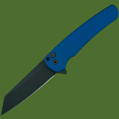 Protech Malibu Button Lock Flipper Blue/Black Smooth Handle Reverse Tanto 5403-BLUE