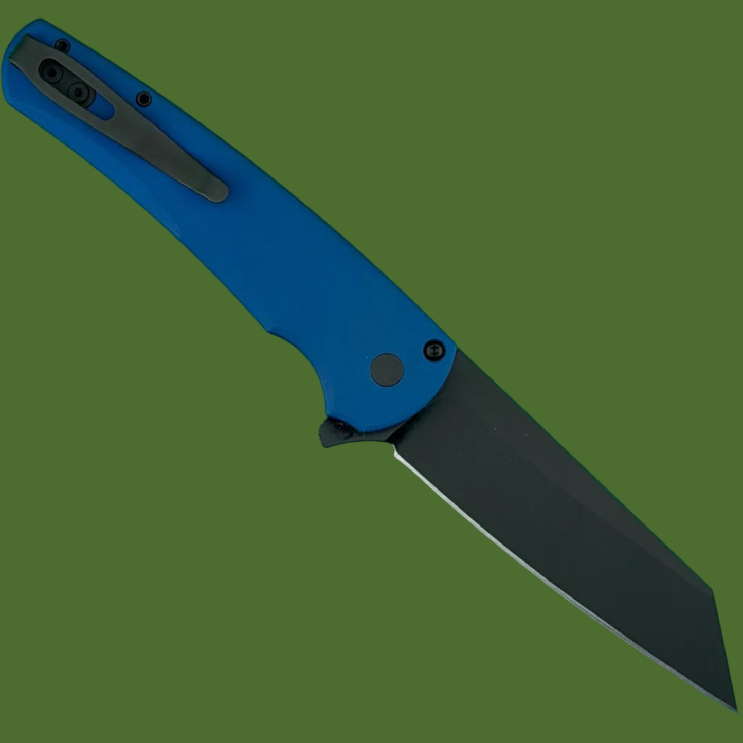 Protech Malibu Button Lock Flipper Blue/Black Smooth Handle Reverse Tanto 5403-BLUE