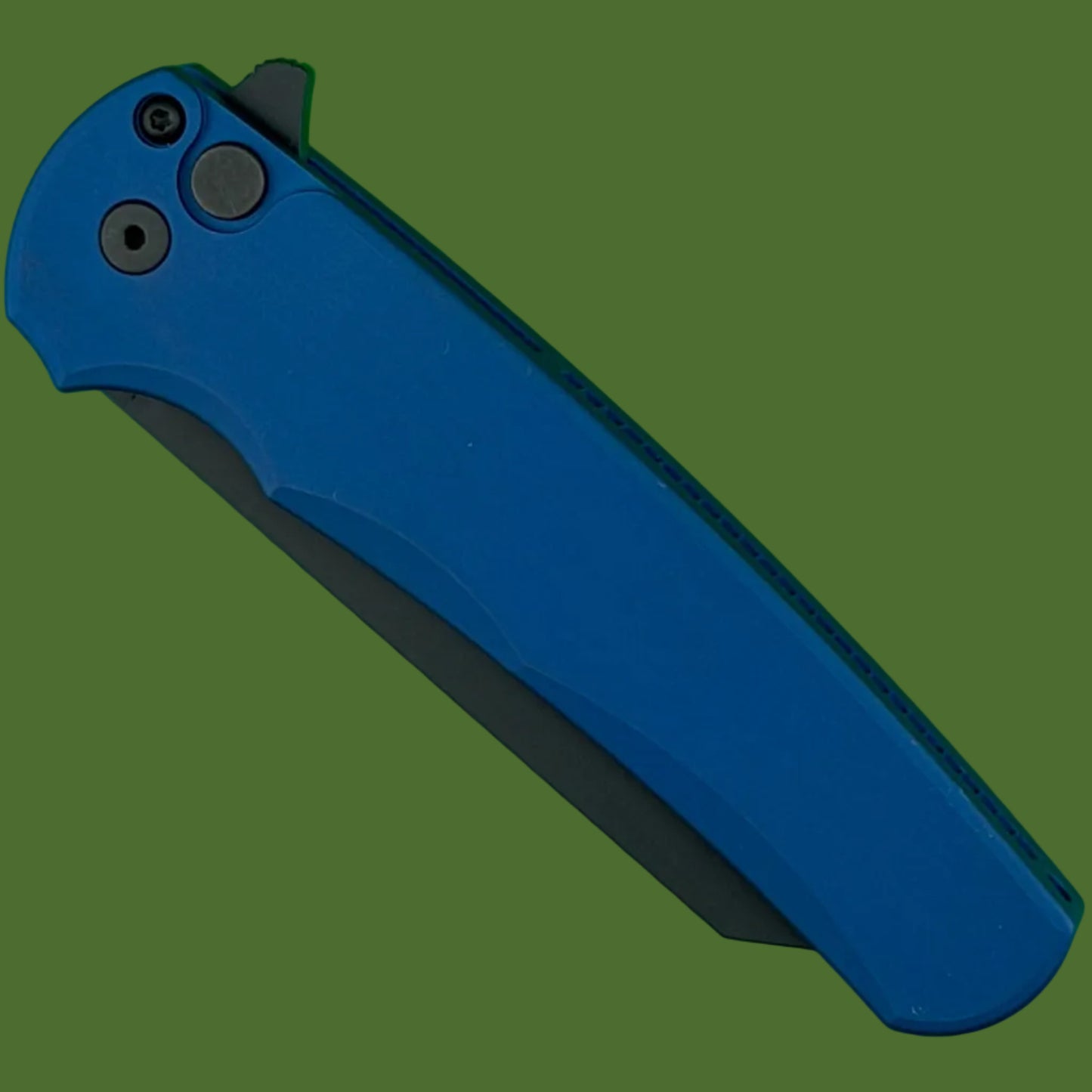 Protech Malibu Button Lock Flipper Blue/Black Smooth Handle Reverse Tanto 5403-BLUE