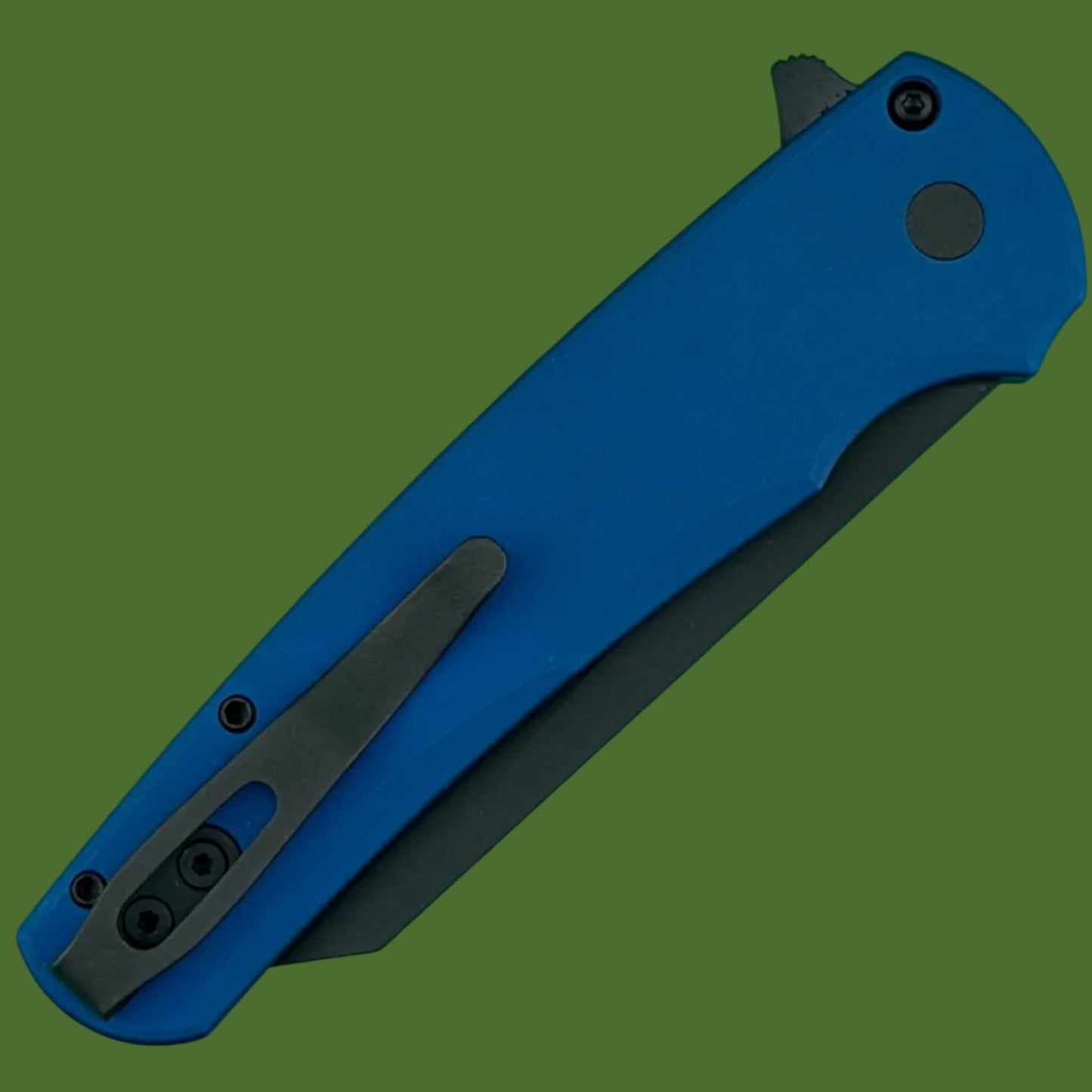 Protech Malibu Button Lock Flipper Blue/Black Smooth Handle Reverse Tanto 5403-BLUE