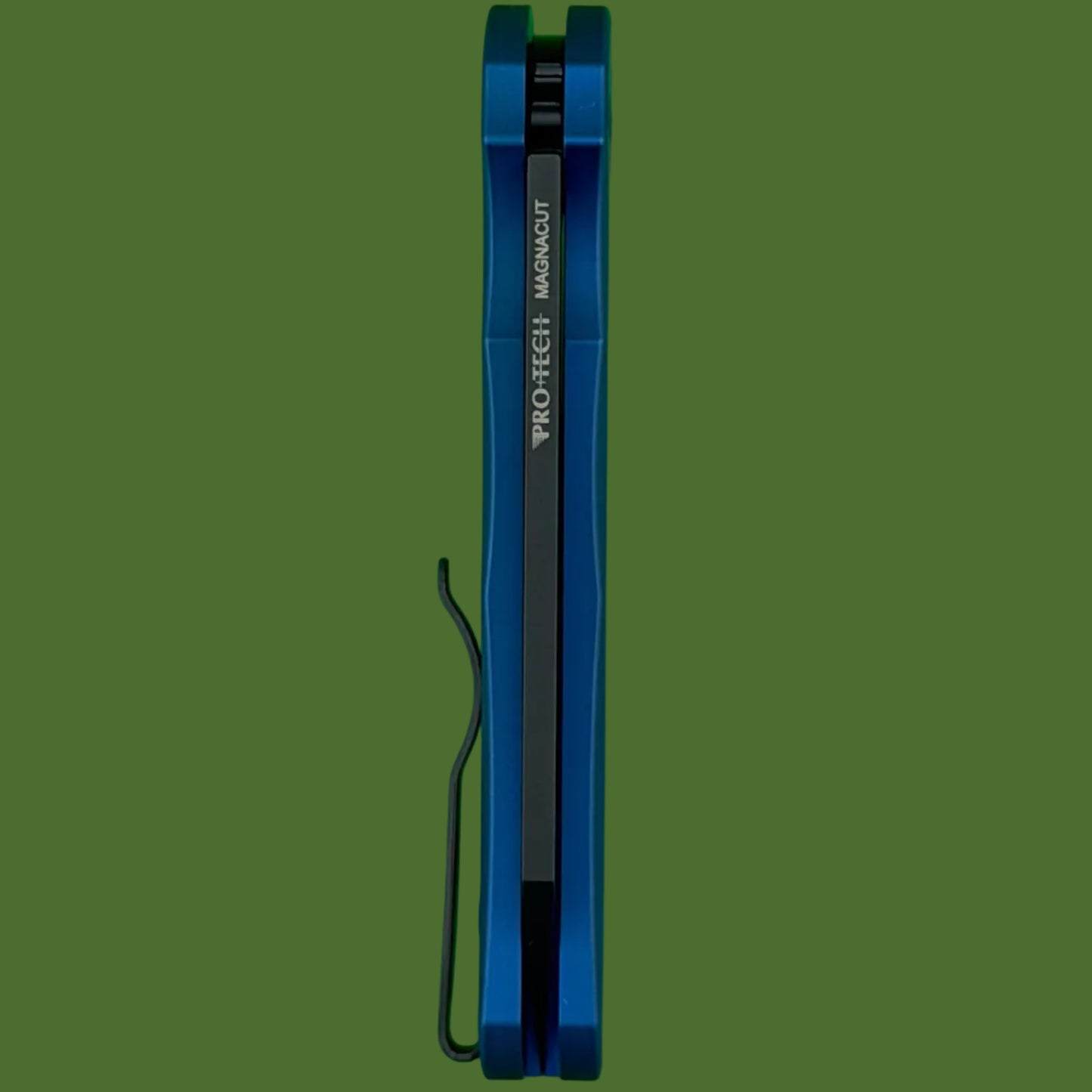 Protech Malibu Button Lock Flipper Blue/Black Smooth Handle Reverse Tanto 5403-BLUE