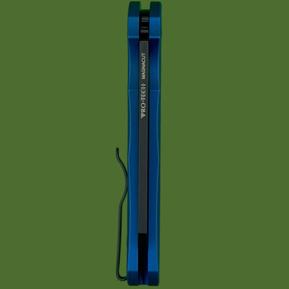 Protech Malibu Button Lock Flipper Blue/Black Smooth Handle Reverse Tanto 5403-BLUE