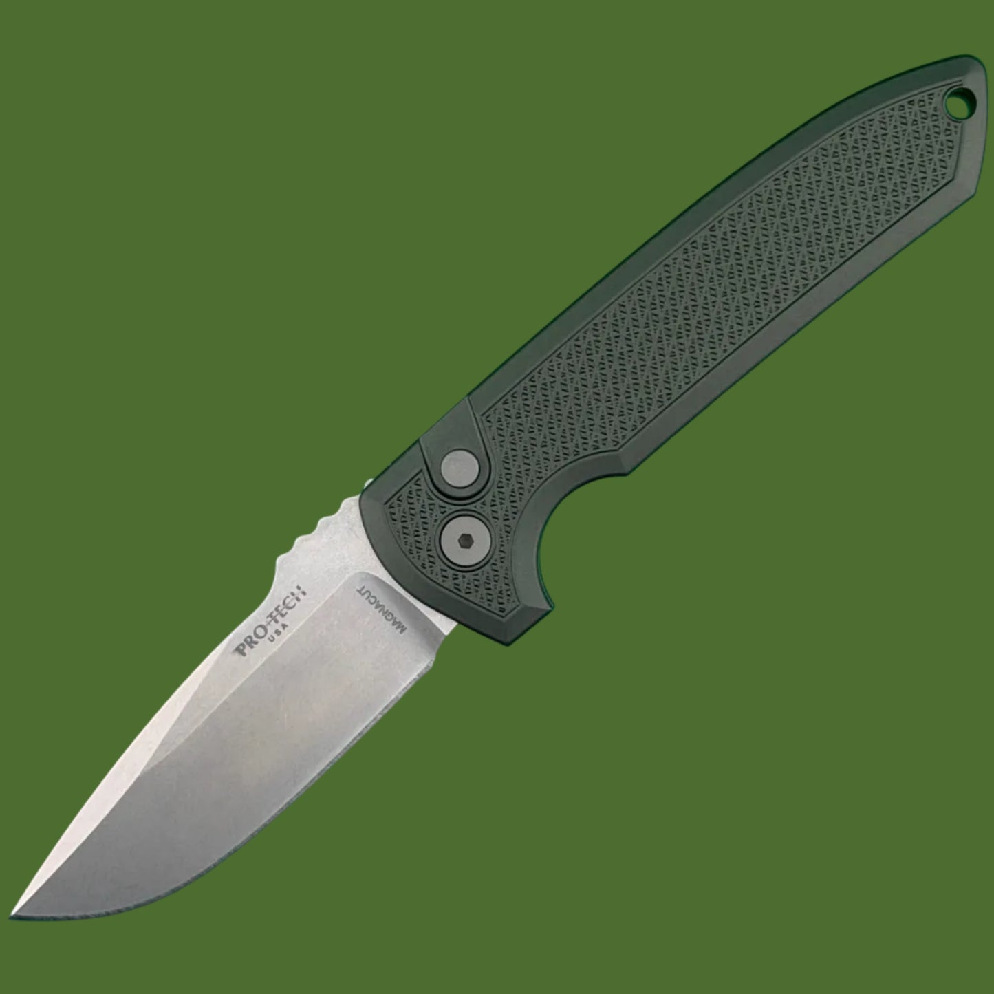 Protech Rockeye Auto Carbide Textured OD Green Magnacut LG3105-GREEN