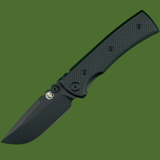 Chaves Blue Label Redencion Street Liner Lock Black Knurled Aluminum Handles Black Hardware (Black Drop Point)