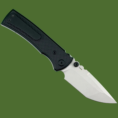 Chaves Blue Label Redencion Street Liner Lock Black Knurled Aluminum Handles Black Hardware (Stonewash Tanto)