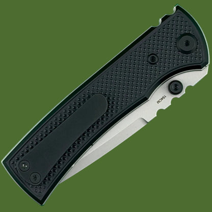 Chaves Blue Label Redencion Street Liner Lock Black Knurled Aluminum Handles Black Hardware (Stonewash Tanto)