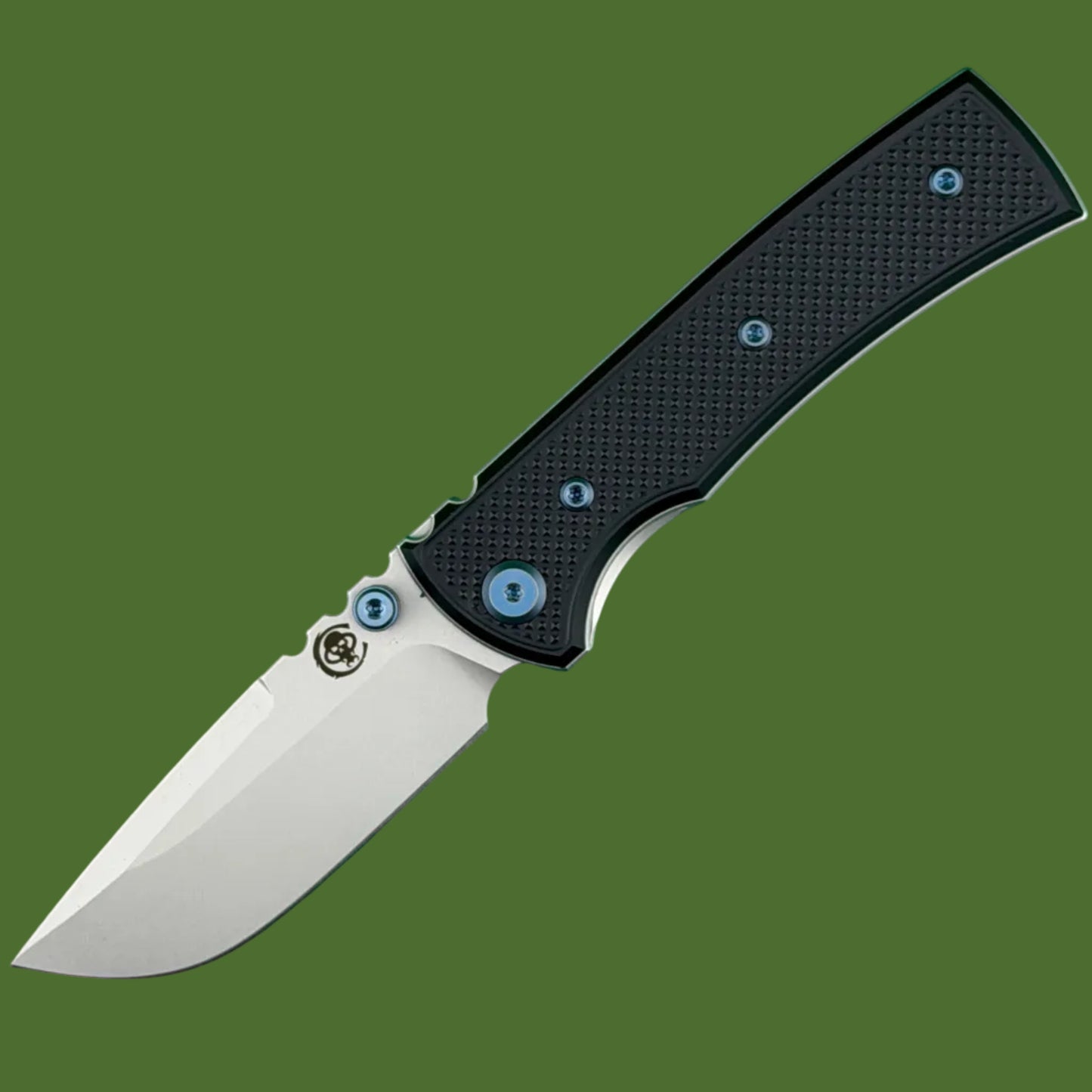 Chaves Blue Label Redencion Street Liner Lock Black Knurled Aluminum Handles Blue Hardware (Stonewash Drop Point)