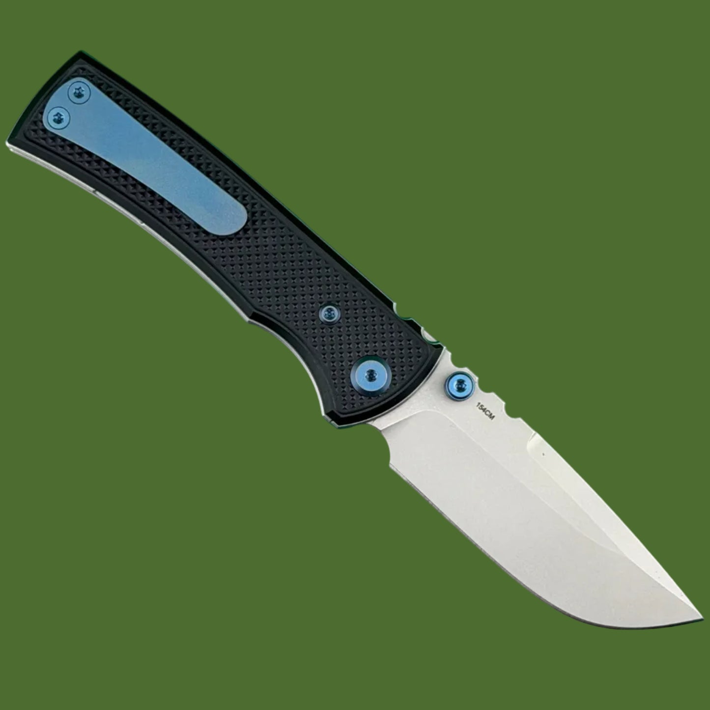 Chaves Blue Label Redencion Street Liner Lock Black Knurled Aluminum Handles Blue Hardware (Stonewash Drop Point)