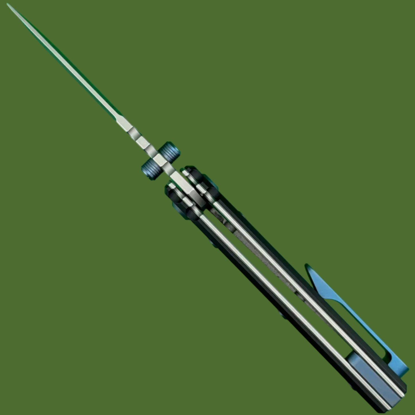 Chaves Blue Label Redencion Street Liner Lock Black Knurled Aluminum Handles Blue Hardware (Stonewash Drop Point)