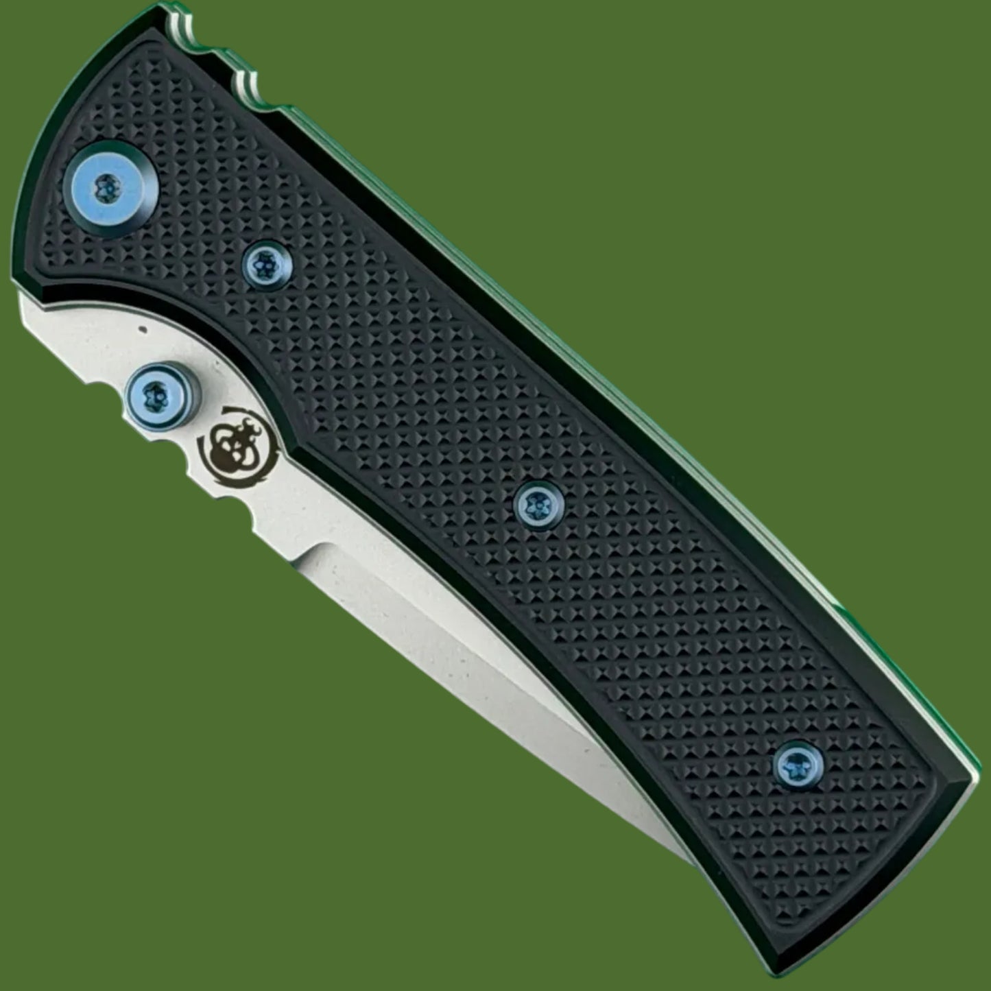 Chaves Blue Label Redencion Street Liner Lock Black Knurled Aluminum Handles Blue Hardware (Stonewash Drop Point)