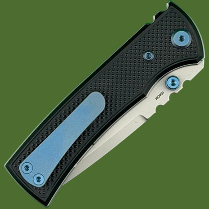 Chaves Blue Label Redencion Street Liner Lock Black Knurled Aluminum Handles Blue Hardware (Stonewash Drop Point)