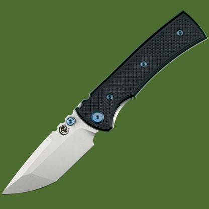 Chaves Blue Label Redencion Street Liner Lock Black Knurled Aluminum Handles Blue Hardware (Stonewash Tanto)