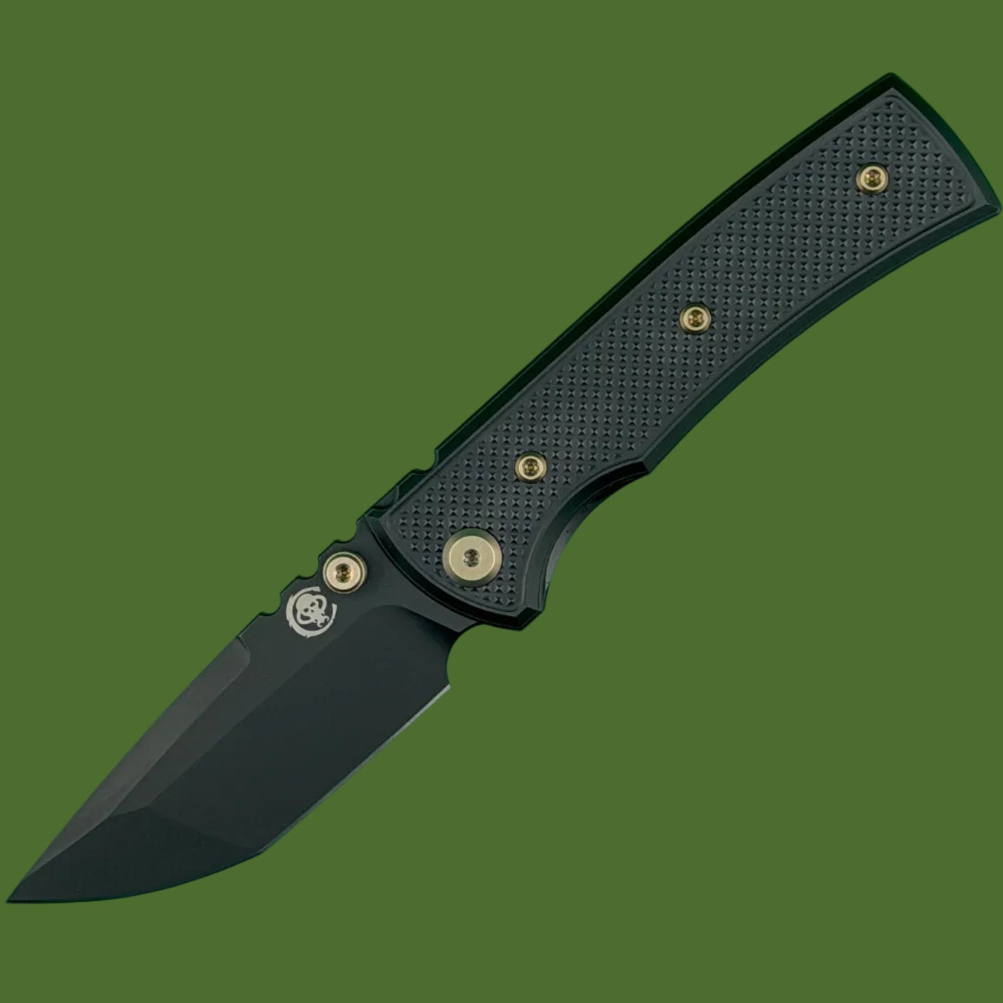 Chaves Blue Label Redencion Street Liner Lock Black Knurled Aluminum Handles Bronze Hardware (Black Tanto)