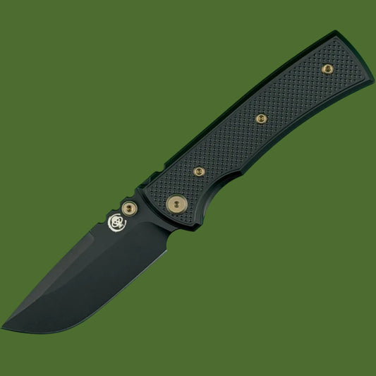 Chaves Blue Label Redencion Street Liner Lock Black Knurled Aluminum Handles Bronze Hardware (Black Drop Point)