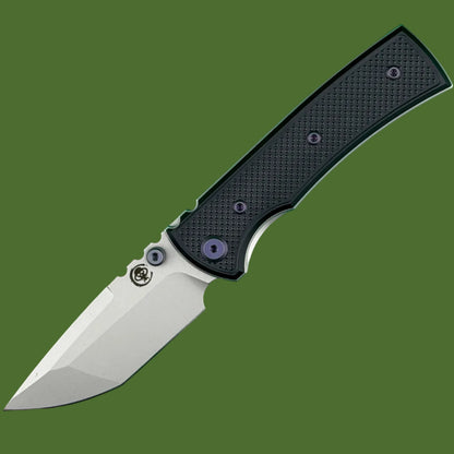 Chaves Blue Label Redencion Street Liner Lock Black Knurled Aluminum Handles Purple Hardware (Stonewash Tanto)
